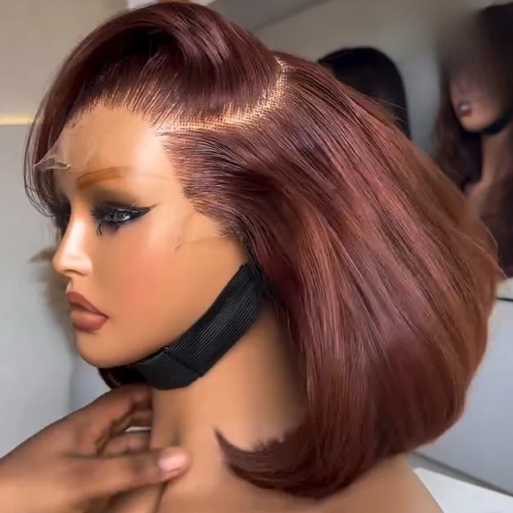 Pre Parted 13X4 Lace Front Bob Wig - Bob Reddish Brown HD 13x4 Synthetic
