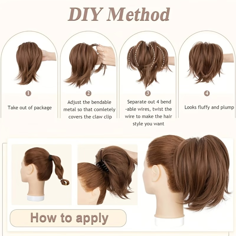 Synthetic Claw Clip Ponytail E - огляд і ціна Claw Clip Messy Bun Hair Piece