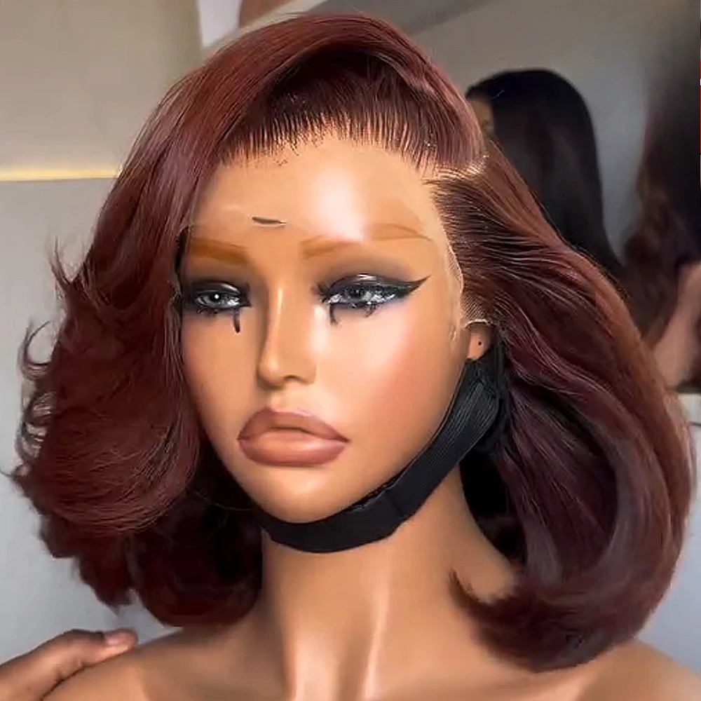 Bob Reddish Brown HD 13x4 Synt - огляд і ціна Pre Parted 13X4 Lace Front Bob Wig