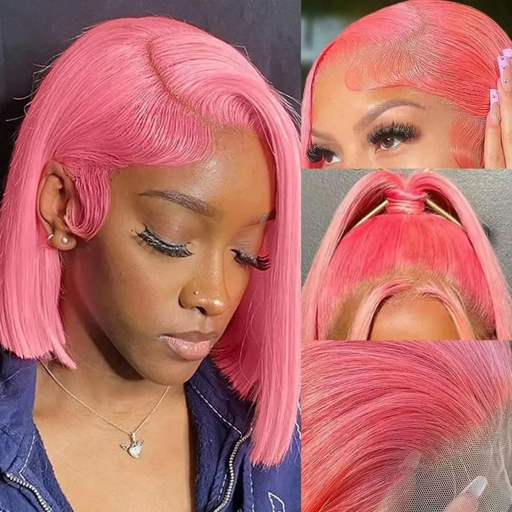 10Inch Pink Bob Wigs Human Hai - огляд і ціна Glueless Wear And Go Human Hair Wig