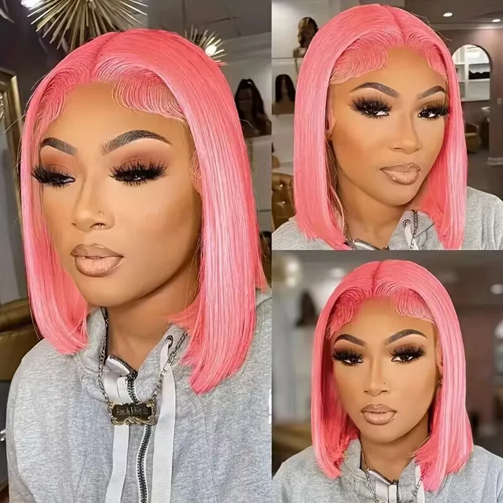 10Inch Pink Bob Wigs Human Hai - огляд і ціна Glueless Wear And Go Human Hair Wig