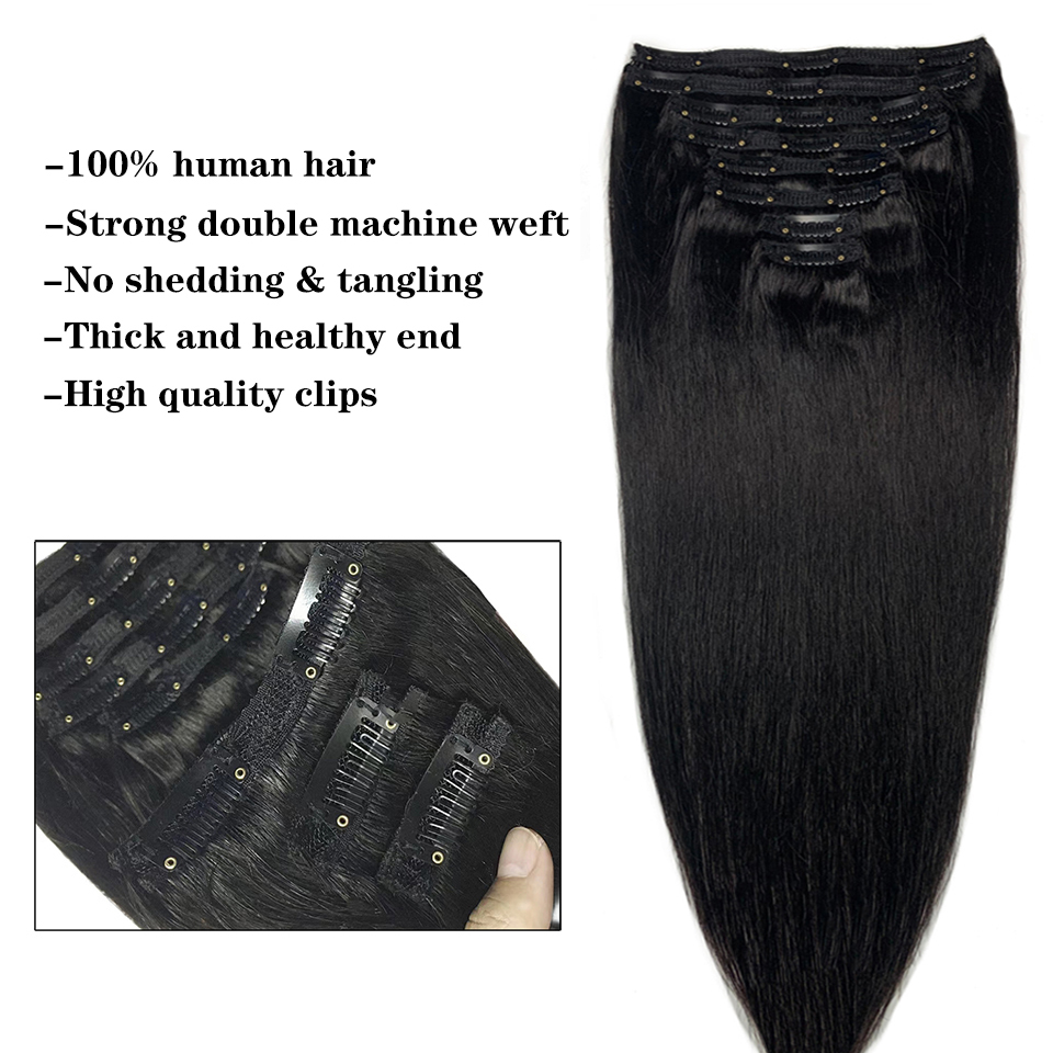 Clip in Hair Extensions Straig - огляд і ціна Seamless Clip In Hair Extensions Human Hair
